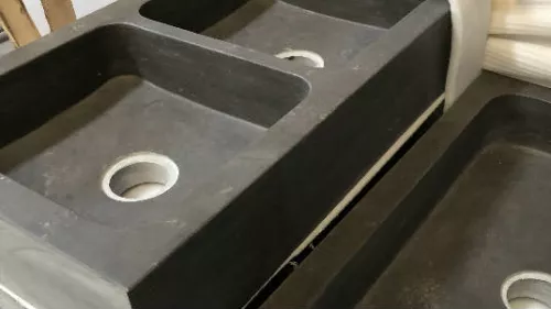 Stones4u Hardsteen spoelbak dubbel gefrijnde voorkant, gezoet (759095)