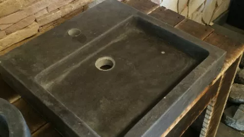 Stones4u Hardsteen wasbak vierkant met kraangat (759102)