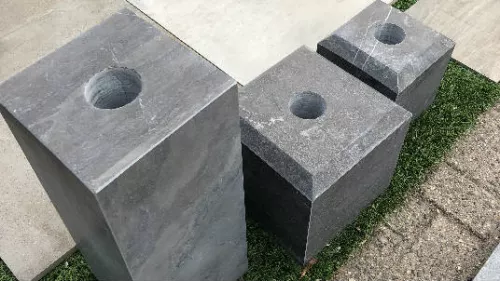 Stones4u Hardsteen poer recht gezoet met facet, gat 6 cm (759115)